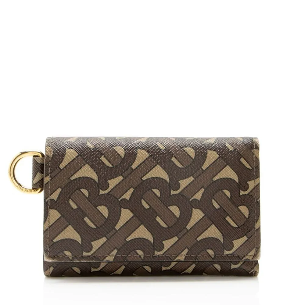 Burberry Coated Canvas T Monogram Trifold Wallet